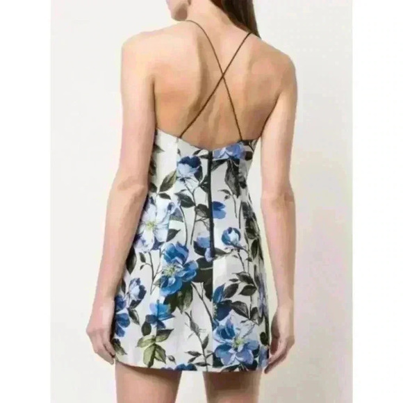 Alice + Olivia Tayla Floral Jacquard Paneled Floral Multicolor Mini Lined Dress - Picture 3 of 9